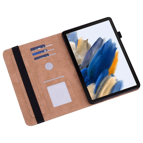 For Samsung Galaxy Tab A11+ / A9+ Case PU Leather Line Imprinted Tablet Cover with Card Slots