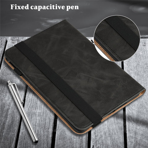 For Samsung Galaxy Tab A11+ / A9+ Case PU Leather Line Imprinted Tablet Cover with Card Slots