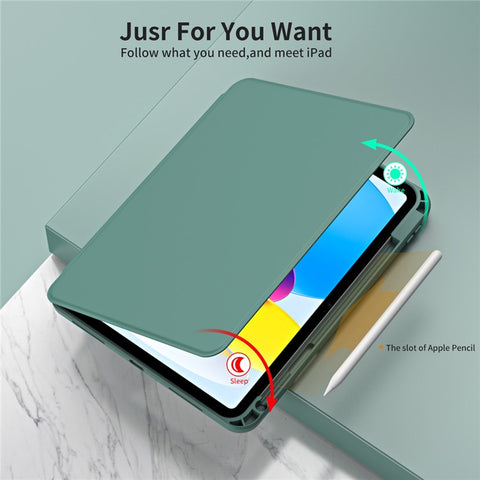 For iPad (2025) / 10.9 (2022) Smart Cover PU Leather+Acrylic Rotary Kickstand Protective Tablet Case