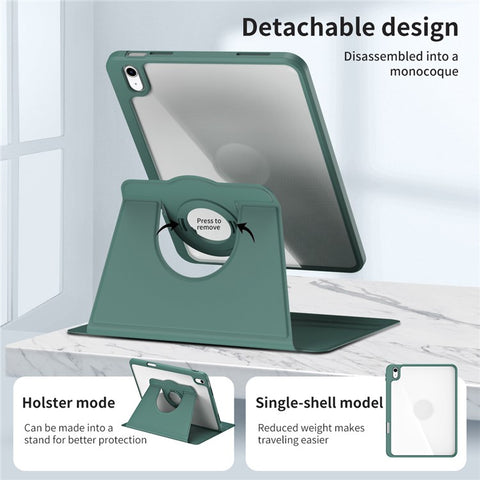 For iPad (2025) / 10.9 (2022) Smart Cover PU Leather+Acrylic Rotary Kickstand Protective Tablet Case