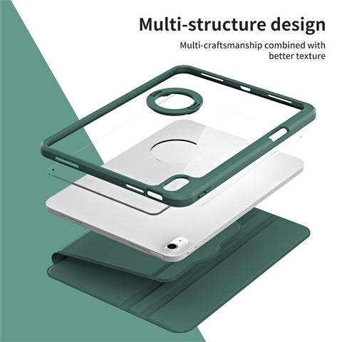 For iPad (2025) / 10.9 (2022) Smart Cover PU Leather+Acrylic Rotary Kickstand Protective Tablet Case