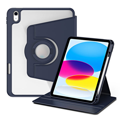 For iPad (2025) / 10.9 (2022) Smart Cover PU Leather+Acrylic Rotary Kickstand Protective Tablet Case