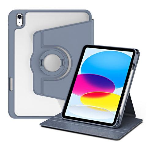 For iPad (2025) / 10.9 (2022) Smart Cover PU Leather+Acrylic Rotary Kickstand Protective Tablet Case