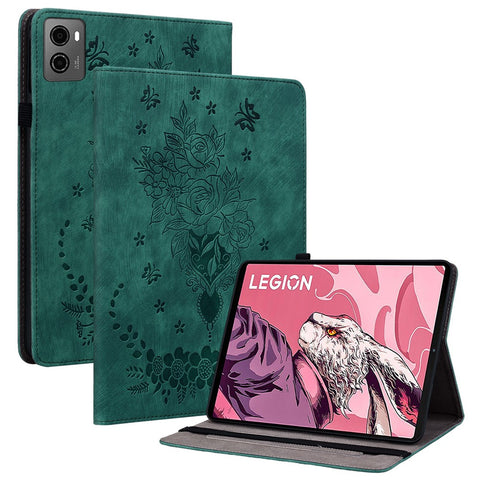 For Lenovo Legion Y700 (2023) / Tab Gen 2 Leather Case Butterfly Rose Imprint Card Slots Tablet Cover