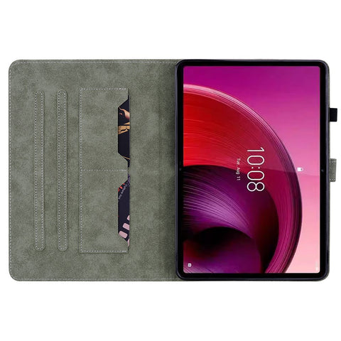 For Lenovo Tab M10 5G Anti-drop Case Imprinted PU Leather Card Holder Tablet Cover