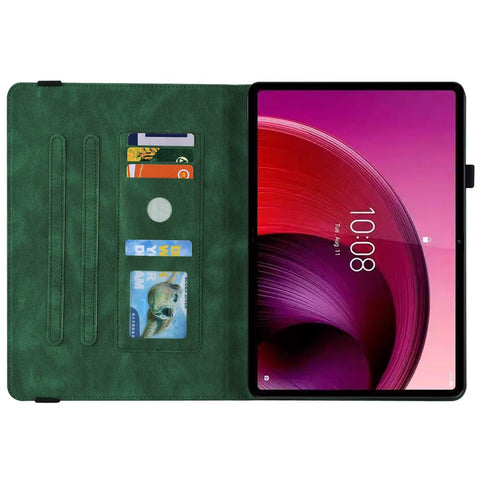 For Lenovo Tab M10 5G PU Leather Case Stand Card Holder Imprinted Tablet Cover