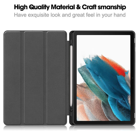 For Samsung Galaxy Tab A9+ Case Tri-fold Stand Leather Tablet Cover with Pen Slot