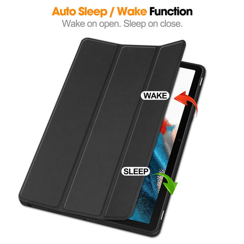 For Samsung Galaxy Tab A9+ Case Tri-fold Stand Leather Tablet Cover with Pen Slot