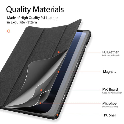 DUX DUCIS Domo Series for Samsung Galaxy Tab S10 Lite / S10 FE / Tab S9 FE Case Tri-Fold Stand Leather Smart Folio Tablet Case