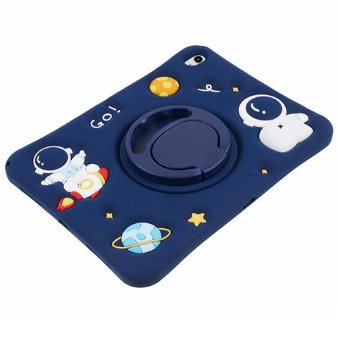 For iPad (2025) / 10.9 (2022) Kickstand Case Astronaut Design Silicone Tablet Protector with Strap