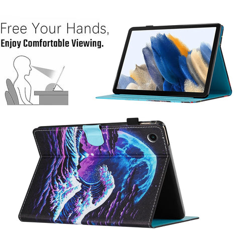 For Samsung Galaxy Tab A9+ Case Pattern Printing Stitching Leather Tablet Cover