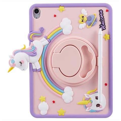 For iPad (2025) / 10.9 (2022) Silicone Case Rotation Kickstand Cute Horse Tablet Cover