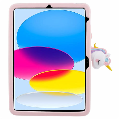 For iPad (2025) / 10.9 (2022) Silicone Case Rotation Kickstand Cute Horse Tablet Cover