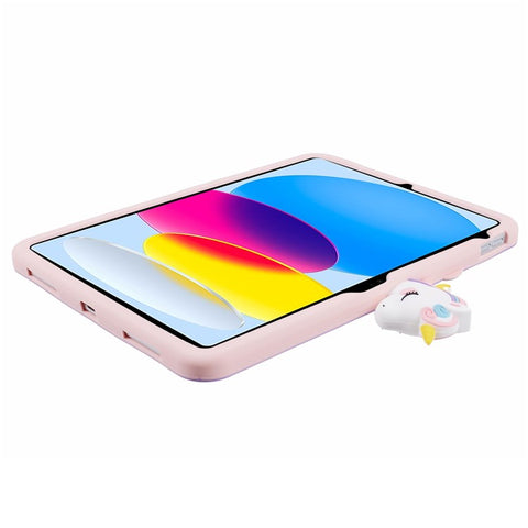 For iPad (2025) / 10.9 (2022) Silicone Case Rotation Kickstand Cute Horse Tablet Cover