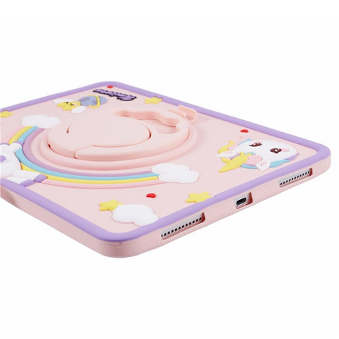 For iPad (2025) / 10.9 (2022) Silicone Case Rotation Kickstand Cute Horse Tablet Cover