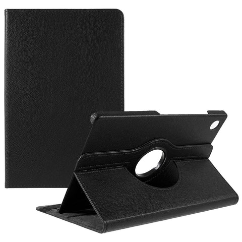 For Samsung Galaxy Tab A9+ Case Litchi Texture PU Leather+PC Flip Cover with 360 Degree Rotating Stand and Elastic Band Closure