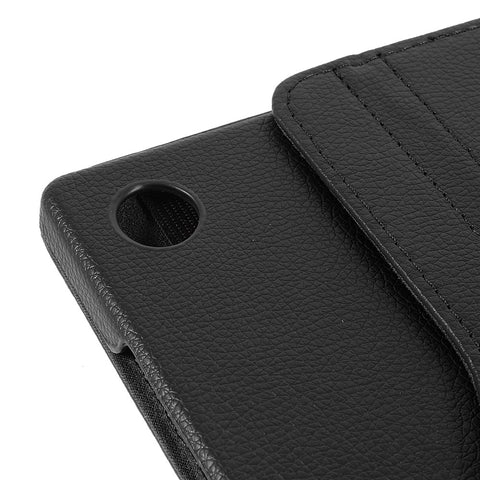 For Samsung Galaxy Tab A9+ Case Litchi Texture PU Leather+PC Flip Cover with 360 Degree Rotating Stand and Elastic Band Closure
