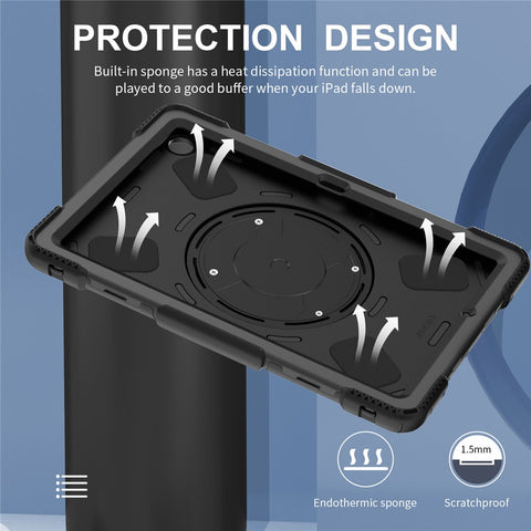 For Samsung Galaxy Tab A9+ Case Hand Strap Kickstand PC + Silicone Cover with Shoulder Strap