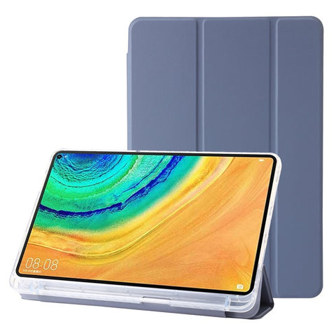 For Huawei MatePad Pro 10.8 (2021) Case Tri-fold Stand Leather+TPU+Acrylic Clear Back Cover