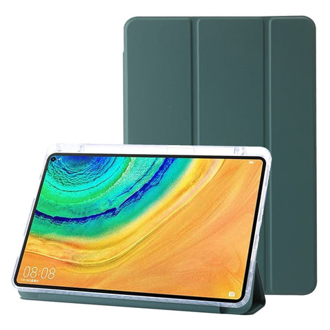 For Huawei MatePad Pro 10.8 (2021) Case Tri-fold Stand Leather+TPU+Acrylic Clear Back Cover