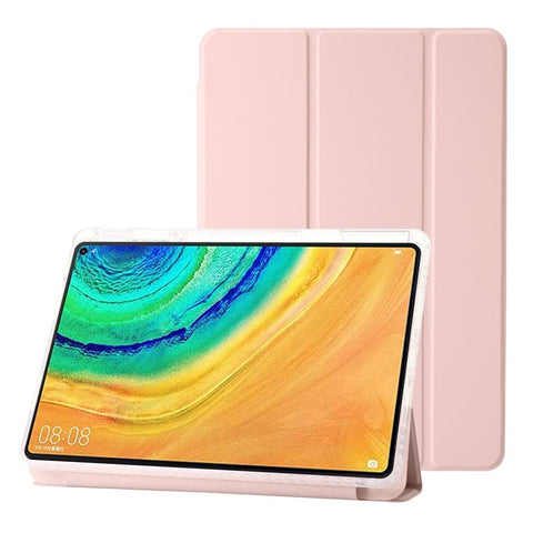 For Huawei MatePad Pro 10.8 (2021) Case Tri-fold Stand Leather+TPU+Acrylic Clear Back Cover