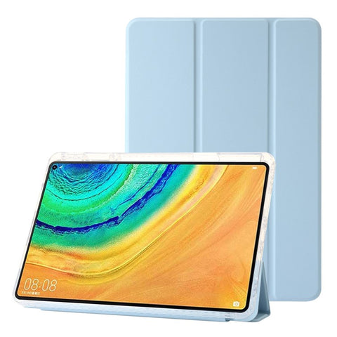 For Huawei MatePad Pro 10.8 (2021) Case Tri-fold Stand Leather+TPU+Acrylic Clear Back Cover