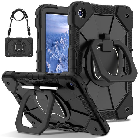 For Samsung Galaxy Tab A9+ Rugged Case Handle Kickstand Tablet Cover with Shoulder Strap