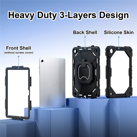 For Samsung Galaxy Tab A9+ Rugged Case Handle Kickstand Tablet Cover with Shoulder Strap