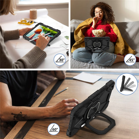For Samsung Galaxy Tab A9+ Rugged Case Handle Kickstand Tablet Cover with Shoulder Strap
