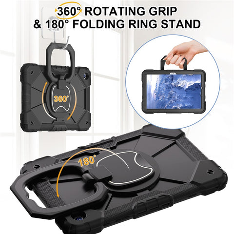 For Samsung Galaxy Tab A9+ Rugged Case Handle Kickstand Tablet Cover with Shoulder Strap