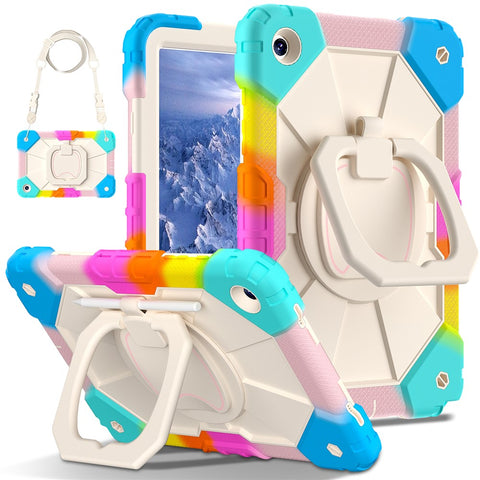 For Samsung Galaxy Tab A9+ Rugged Case Handle Kickstand Tablet Cover with Shoulder Strap