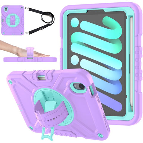 X-Shaped Series for iPad mini (2024) / mini (2021) Tablet Case Kickstand Rugged Cover with Shoulder Strap
