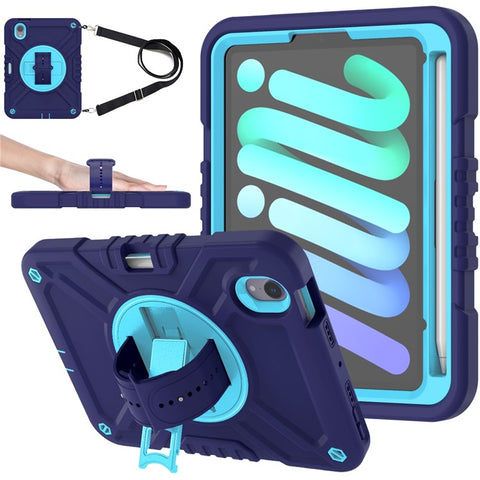 X-Shaped Series for iPad mini (2024) / mini (2021) Tablet Case Kickstand Rugged Cover with Shoulder Strap