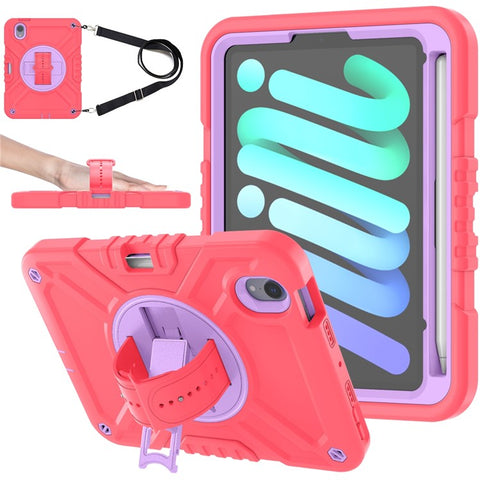 X-Shaped Series for iPad mini (2024) / mini (2021) Tablet Case Kickstand Rugged Cover with Shoulder Strap