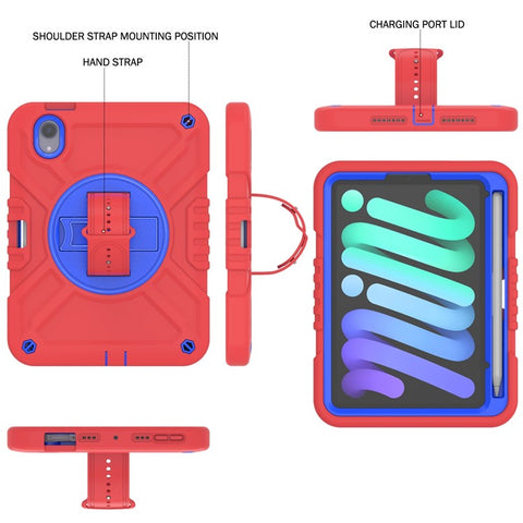 X-Shaped Series for iPad mini (2024) / mini (2021) Tablet Case Kickstand Rugged Cover with Shoulder Strap