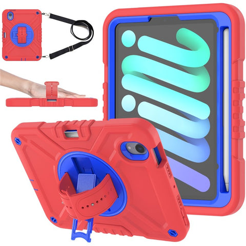 X-Shaped Series for iPad mini (2024) / mini (2021) Tablet Case Kickstand Rugged Cover with Shoulder Strap