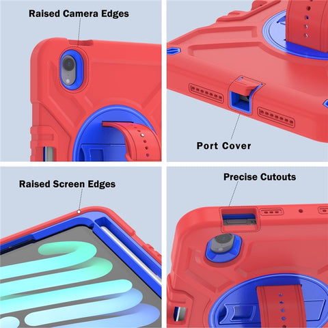X-Shaped Series for iPad mini (2024) / mini (2021) Tablet Case Kickstand Rugged Cover with Shoulder Strap