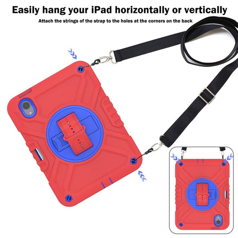 X-Shaped Series for iPad mini (2024) / mini (2021) Tablet Case Kickstand Rugged Cover with Shoulder Strap