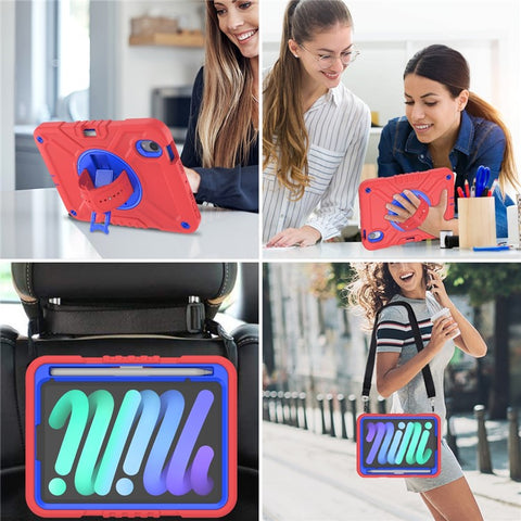 X-Shaped Series for iPad mini (2024) / mini (2021) Tablet Case Kickstand Rugged Cover with Shoulder Strap