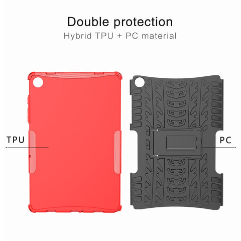 For Samsung Galaxy Tab A11+ / A9+ Tire Texture Case Shockproof TPU+PC Tablet Cover with Kickstand