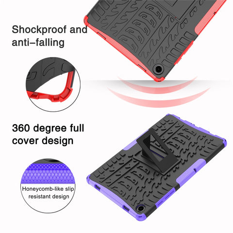 For Samsung Galaxy Tab A11+ / A9+ Tire Texture Case Shockproof TPU+PC Tablet Cover with Kickstand