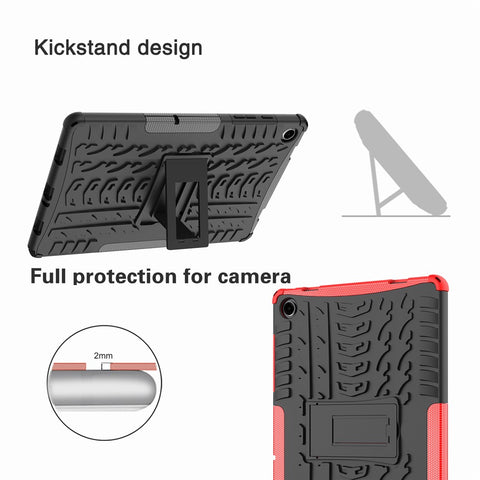 For Samsung Galaxy Tab A11+ / A9+ Tire Texture Case Shockproof TPU+PC Tablet Cover with Kickstand