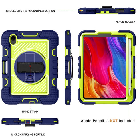 Hand Strap Kickstand for iPad mini (2024) / mini (2021) Tablet Case with Shoulder Strap