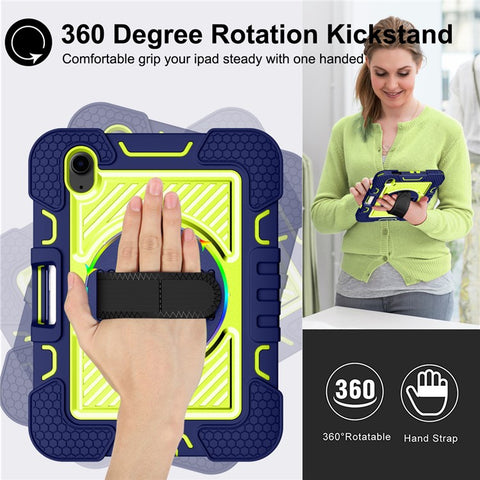 Hand Strap Kickstand for iPad mini (2024) / mini (2021) Tablet Case with Shoulder Strap
