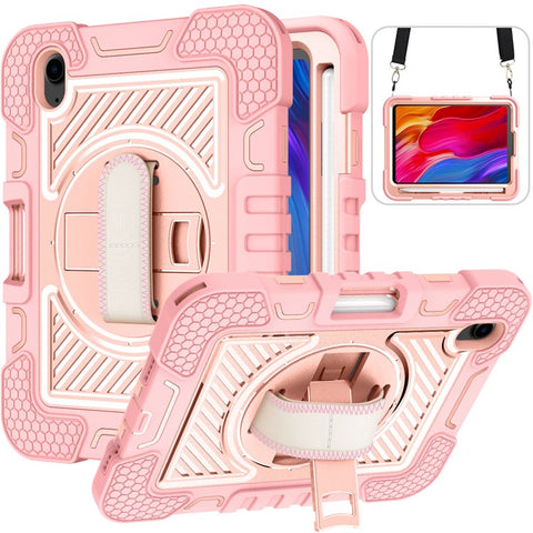 Hand Strap Kickstand for iPad mini (2024) / mini (2021) Tablet Case with Shoulder Strap
