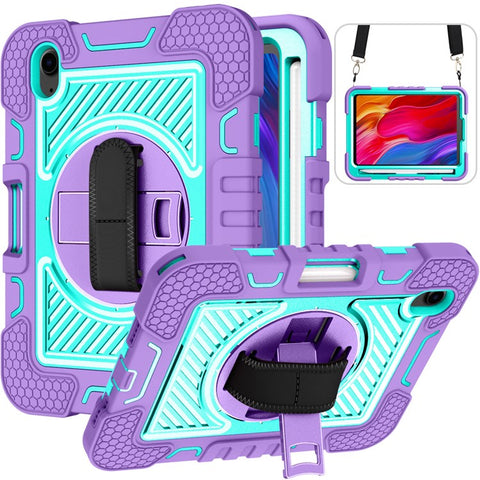 Hand Strap Kickstand for iPad mini (2024) / mini (2021) Tablet Case with Shoulder Strap