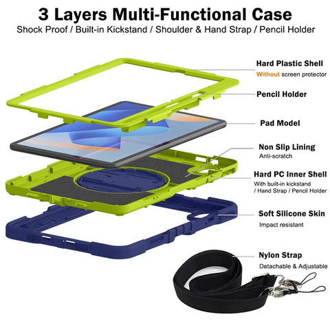 For Huawei MatePad 11 (2023) Tablet Case Shockproof Cover with Kickstand Shoulder Strap
