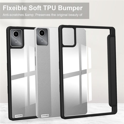 For Lenovo Tab M11 / Xiaoxin Pad 11 2024 Case Anti-Scratch PU+TPU+Acrylic Tablet Cover with Pen Slot
