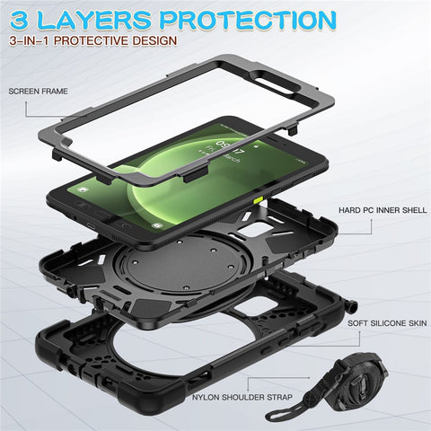 For Samsung Galaxy Tab Active5 SM-X300 Case Kickstand Rugged Tablet Cover with Shoulder Strap