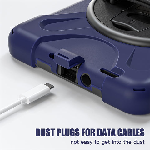 For Samsung Galaxy Tab Active 3 T570 / Tab Active5 X306B Case Rotary Kickstand PC+Silicone Hand Strap Tablet Cover